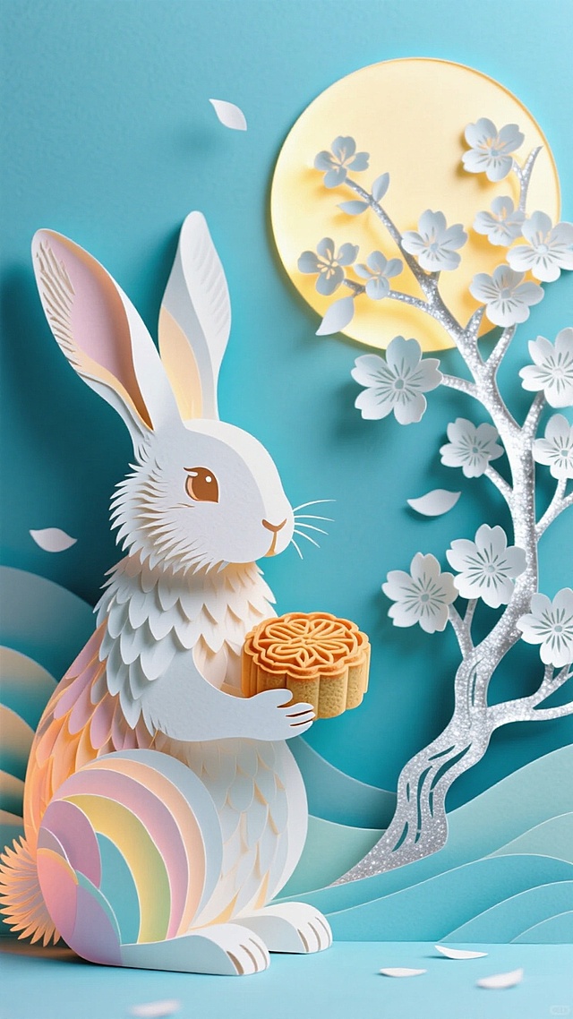 纸雕玉兔捧月，中秋浪漫氛围拉满啦！