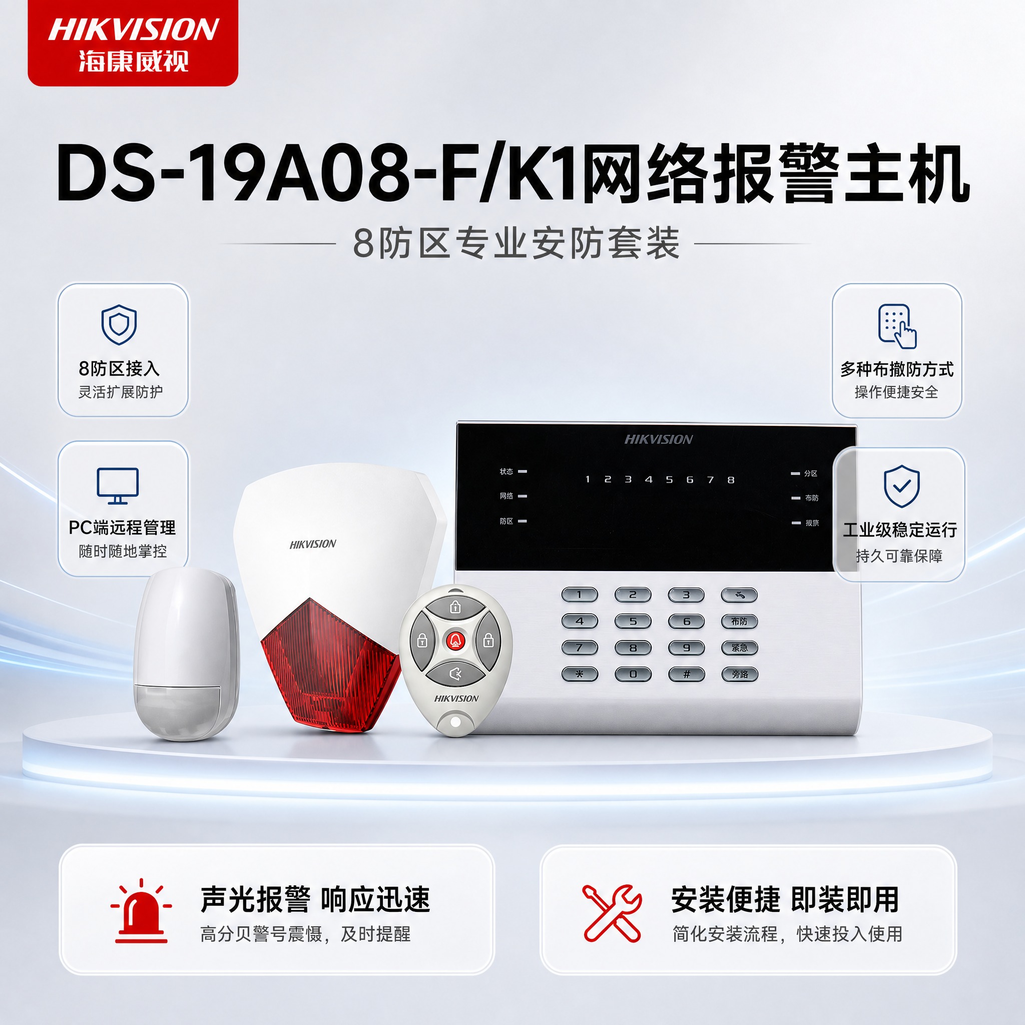 [主图-1] 商品识别/核心利益。展示海康威视DS-19A08… - 图片创意预览