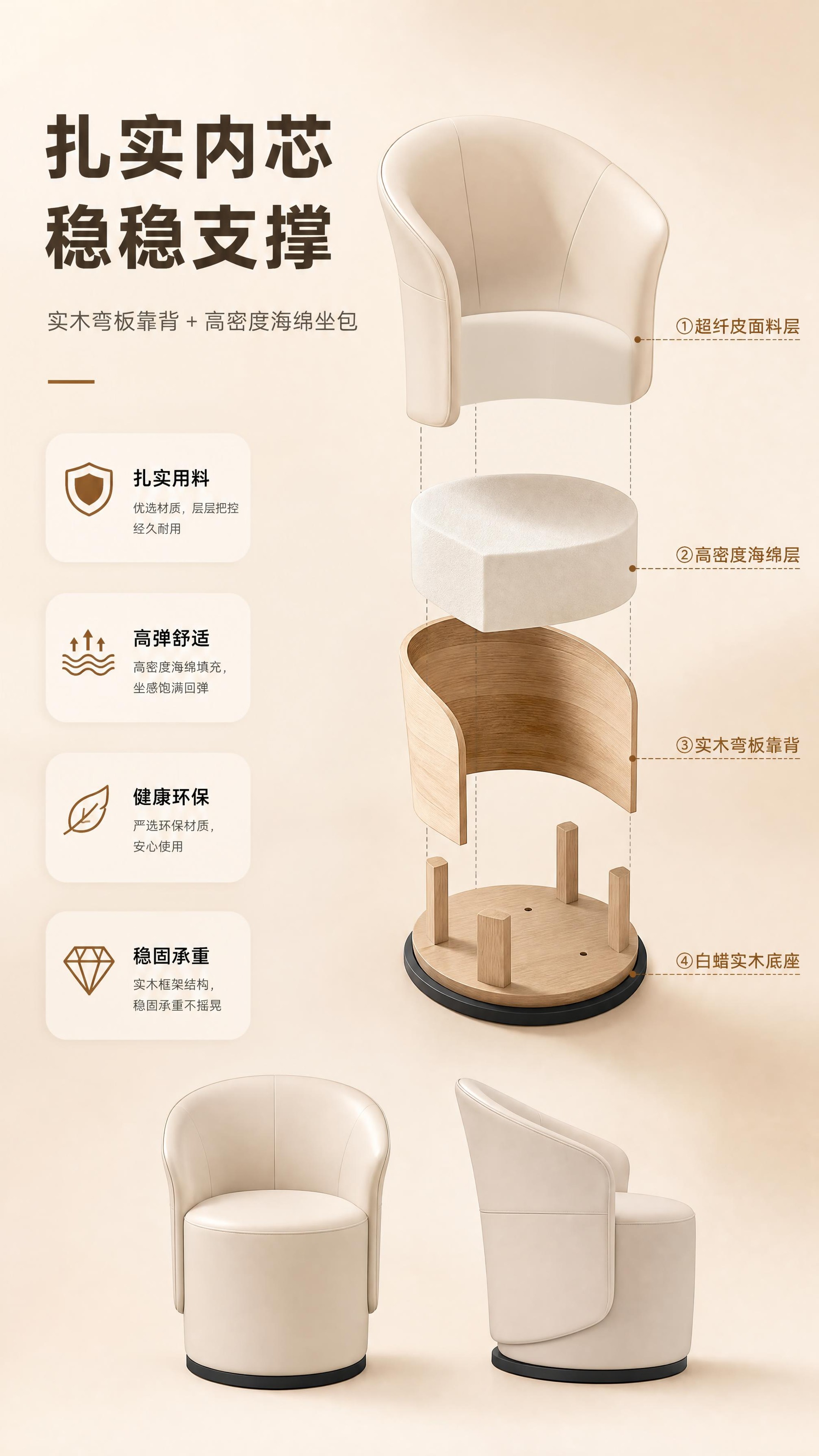 [商品] 使用【图1左】A白色款B2515梳妆凳做结构内芯展示… - 图片创意预览
