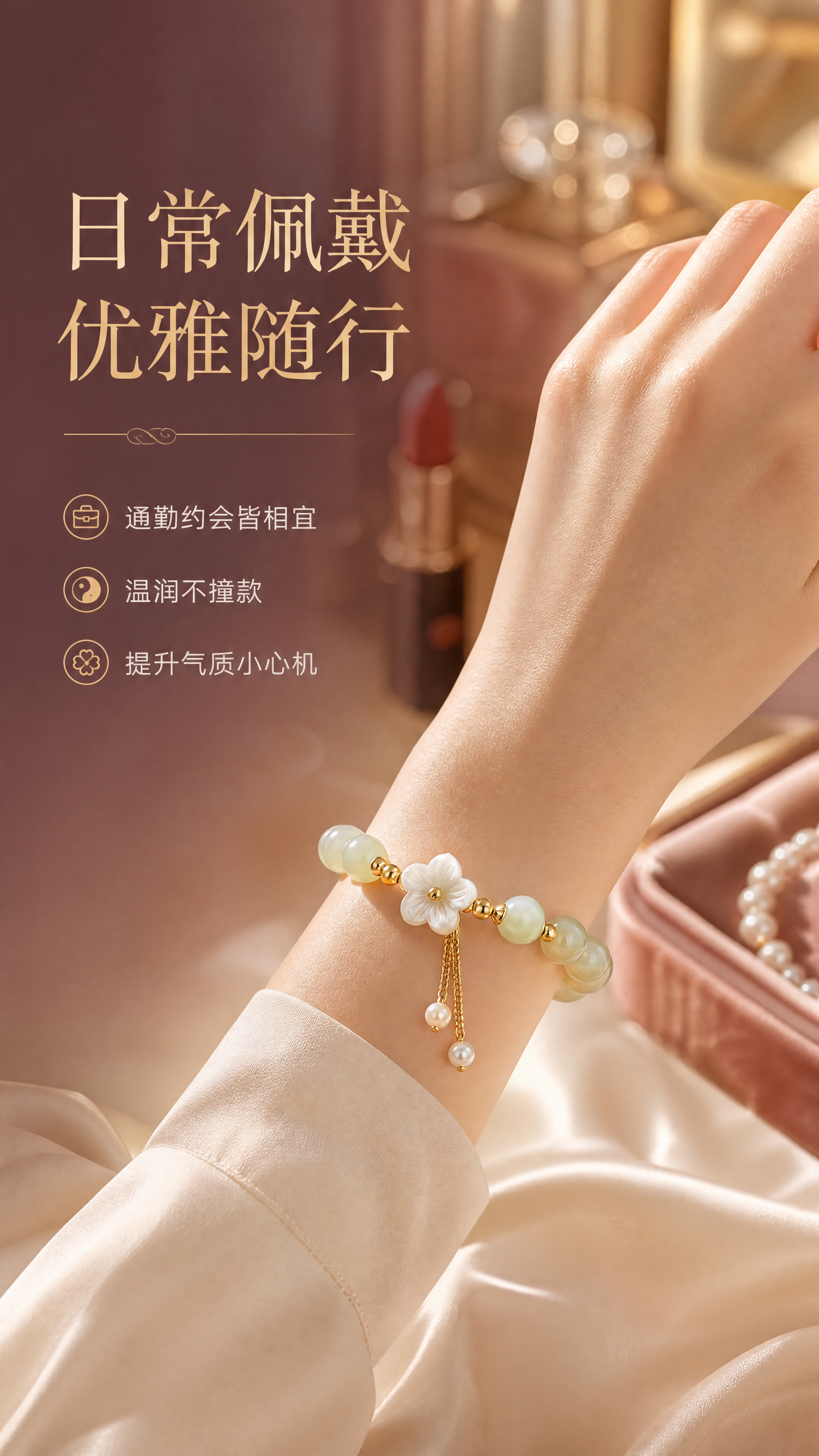 [商品] 使用【图1】MOLADY沫兰和田玉花朵手链；保留手链… - 图片创意预览