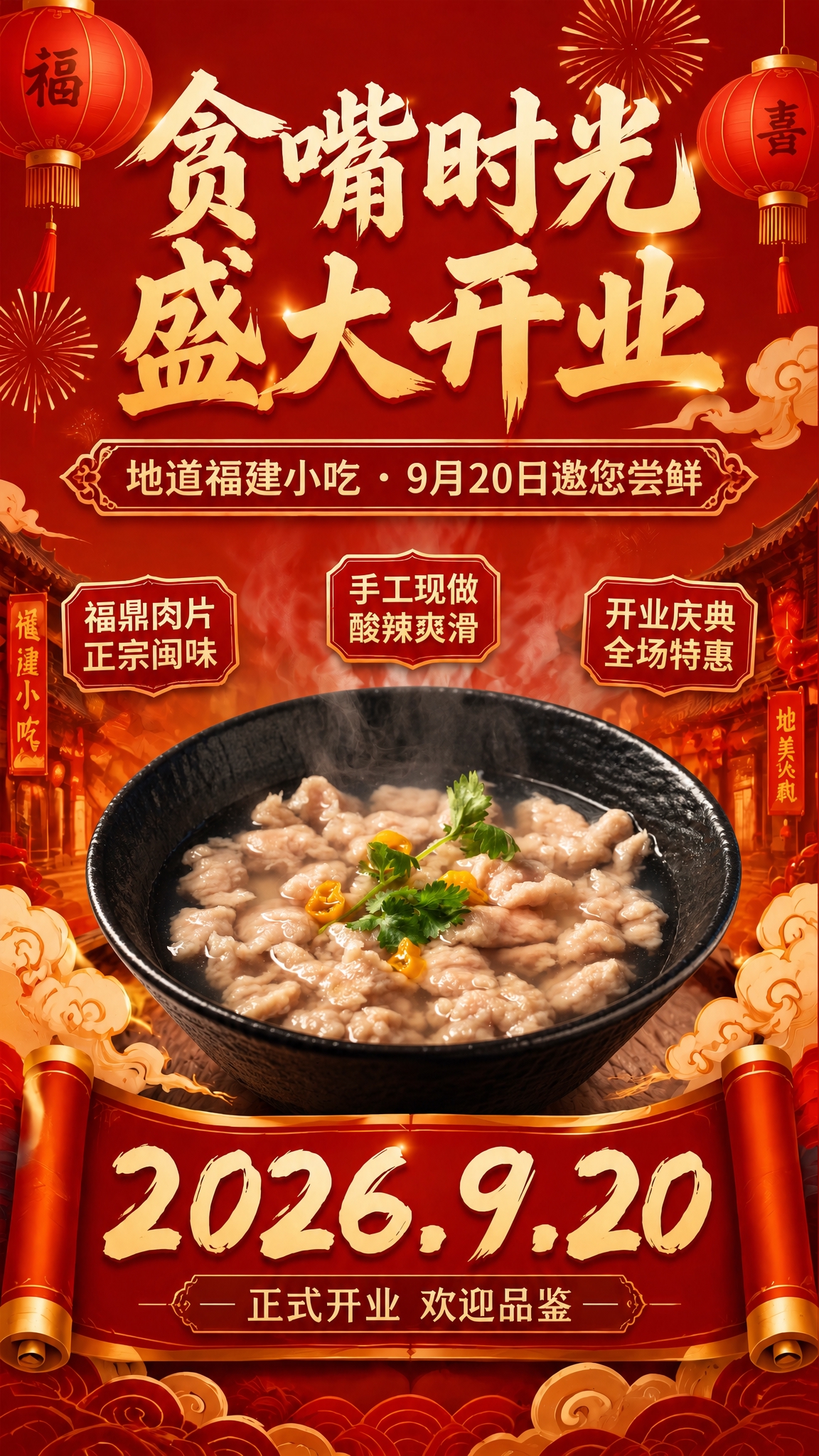 基于这张开业海报进行修改：1. 将海报中间横幅里的文字“8月3… - 图片创意预览