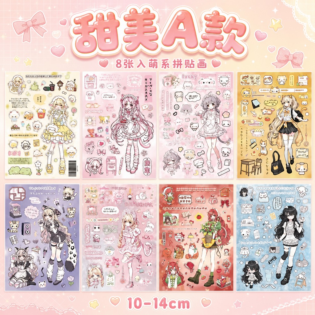 [甜美A款] 软萌动物少女拼贴画 甜系拼贴风SKU主图。 [统… - 图片创意预览