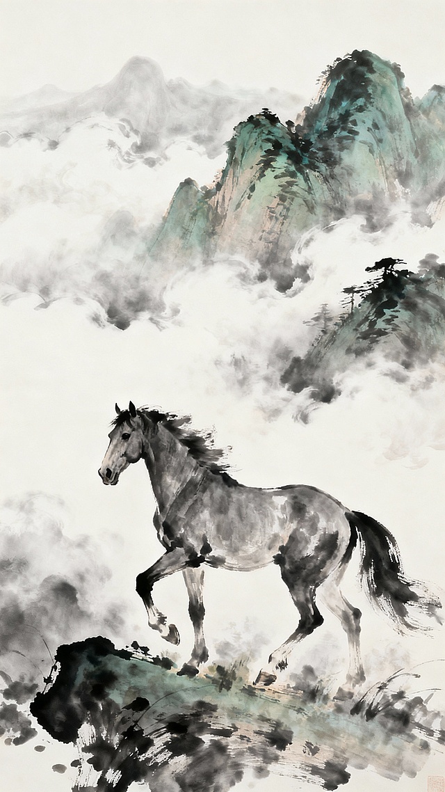 马形象设计-水墨风