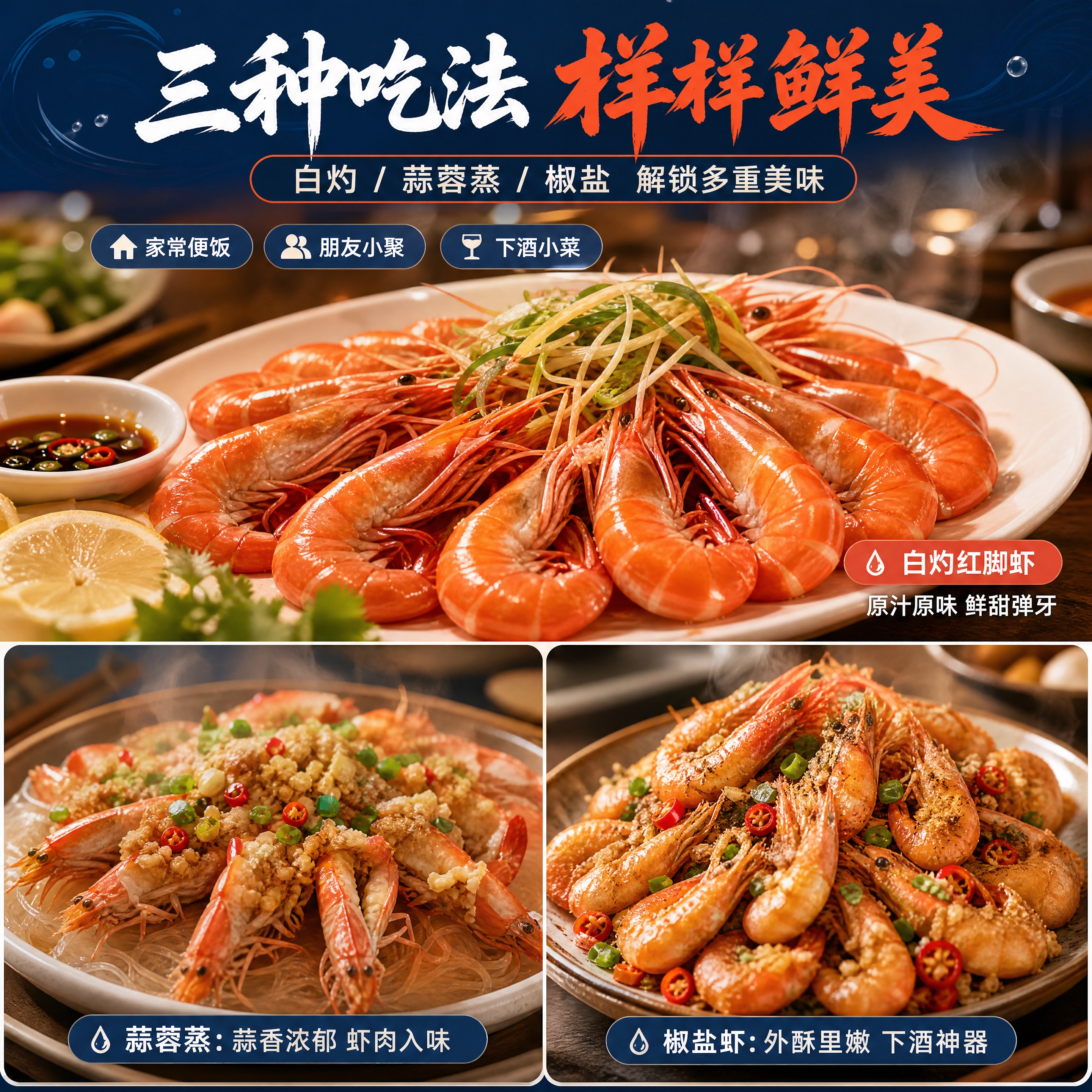 [商品] 使用【图1】海南红脚虾产品图；保留虾身形态与红脚特征… - 图片创意预览