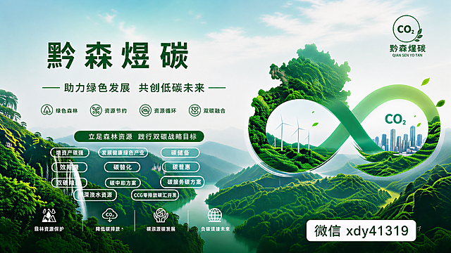 提高双碳宣传海报的清晰度，修正所有文字，让文字清晰可辨认无模糊，保持原有绿色森林背景、无穷大标志构图和所有内容不变，尺寸为1080x608