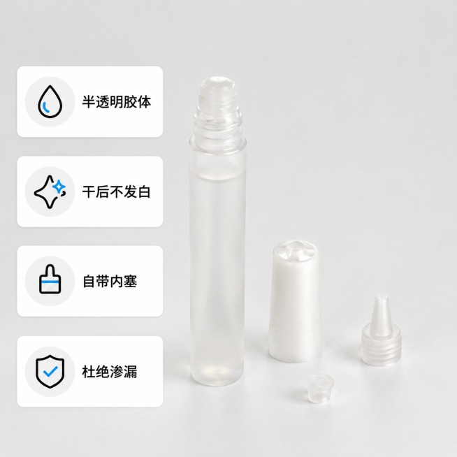 「图片1」，生成一套主图（5张），商品名称是10ml酒精胶水，卖点是源头工厂，江浙沪皖99%次日达，安全环保，无异味，半透明胶体，干后不发白，自带内塞，杜绝渗漏，「图片1」用途广泛（例如模型制作，手工预览效果