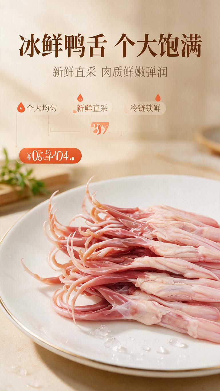 [商品] 使用【图1】生鲜冰鲜鸭舌；保留鸭舌自然形态、粉白渐变… - 图片创意预览
