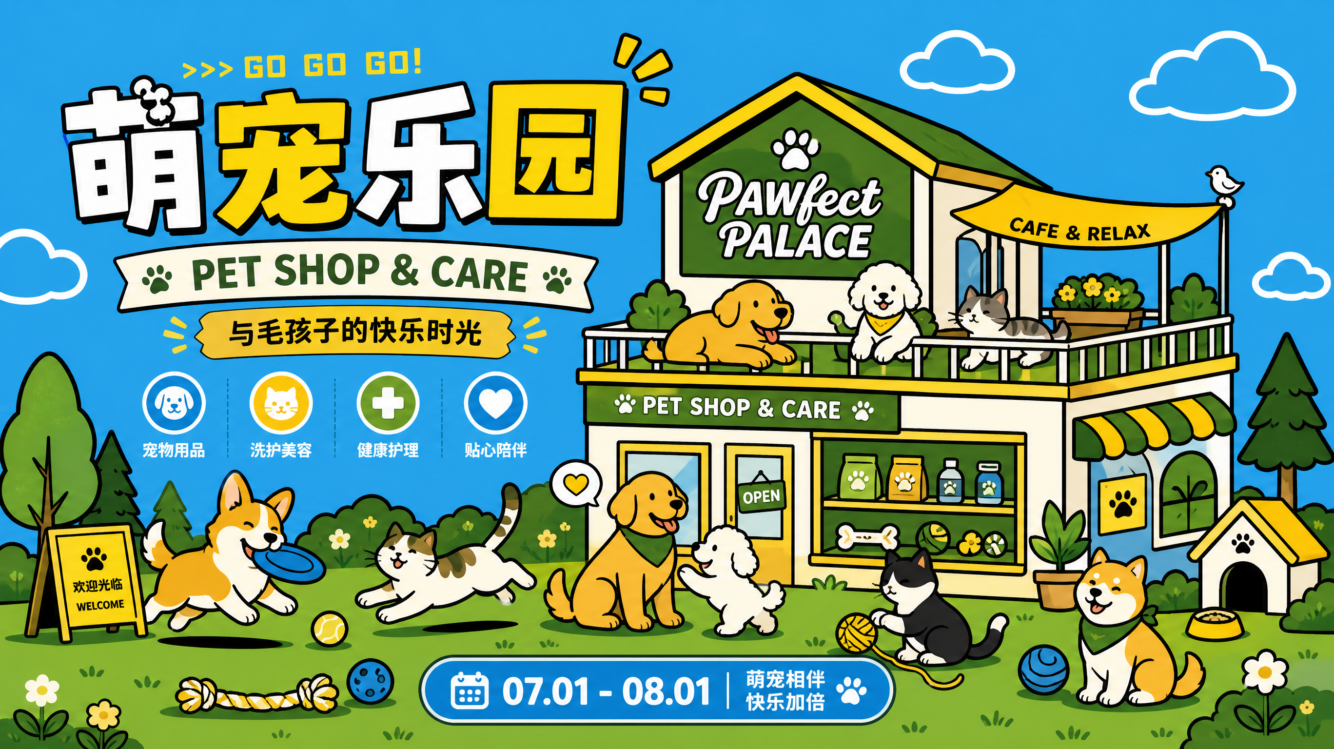 参考图二的扁平插画风KV主视觉海报风格（粗线条描边、明亮撞色、… - 图片创意预览