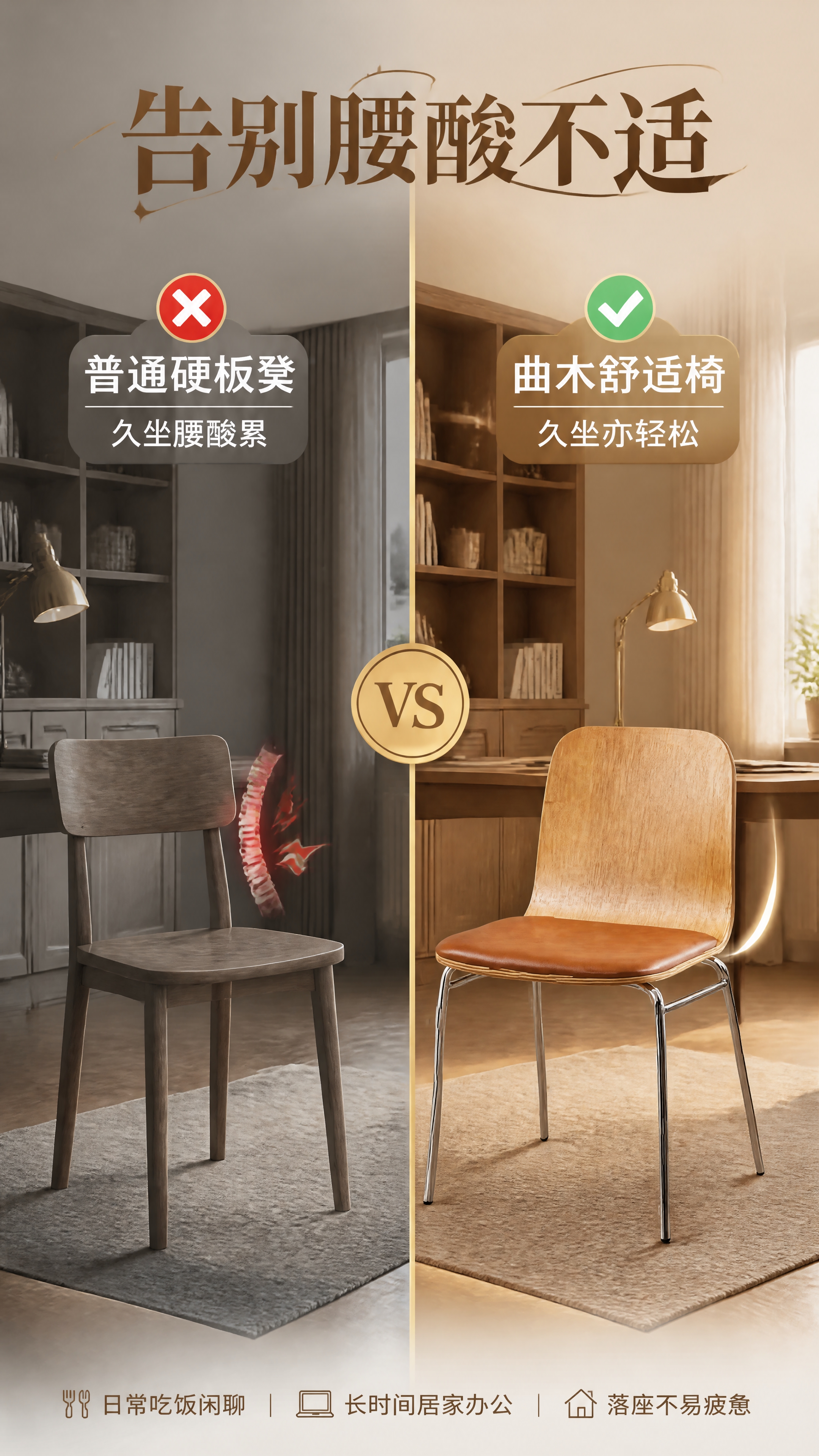[第5张] 对比卖点页—告别普通硬板凳腰酸不适。本张使用【图1… - 图片创意预览