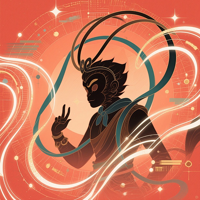 西游记主题，结合数据可视化，主色调要以橙红色为主