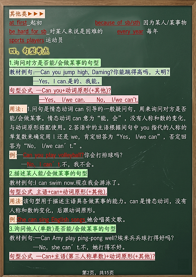 保持原图片中所有英语内容和文字排版不变，将背景替换为绿色黑板背景，保留原来文字的颜色，文字保持清晰可辨