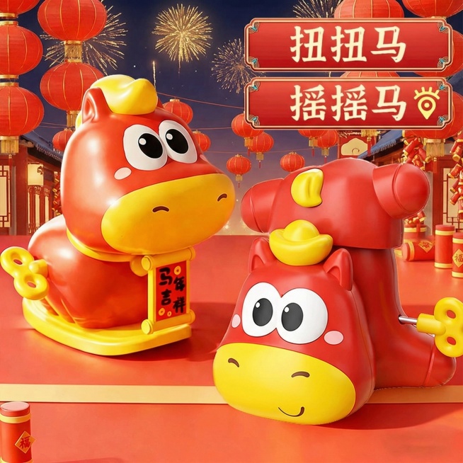 更换背景，“发条扭屁马”改为“扭扭马”，“发条摇马”改为“摇摇马”，“两个装”去掉预览效果