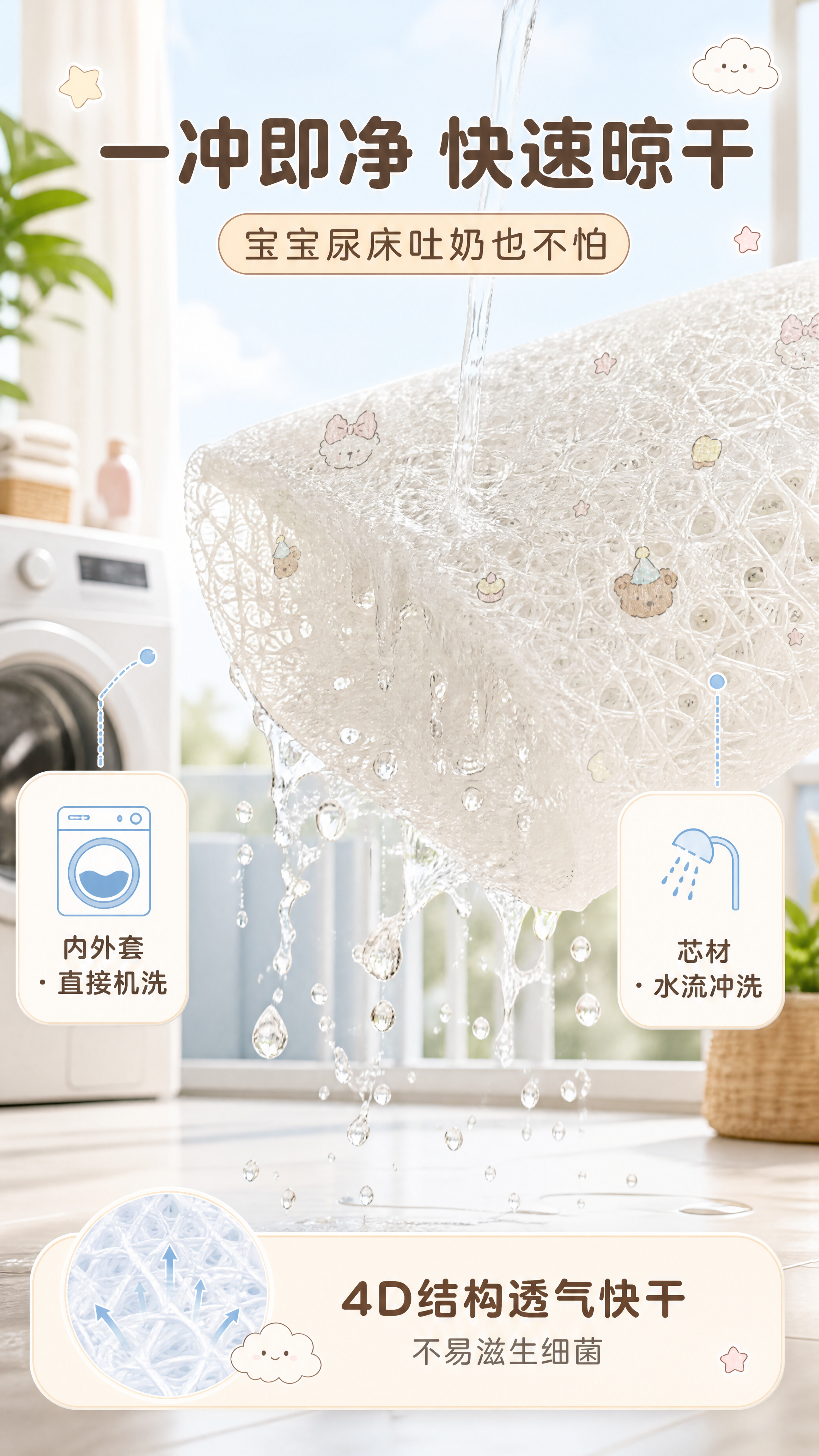 [商品] 使用【图1】4D空气纤维婴童床垫、【图2】面料图案；… - 图片创意预览