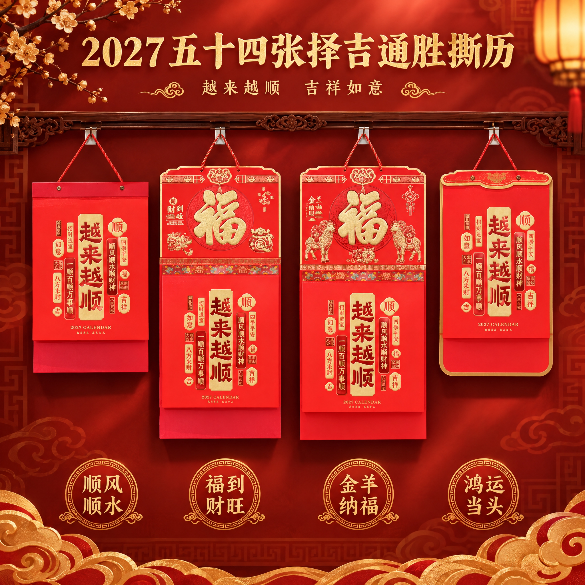 仅替换背景，四款撕历挂历必须100%保留原图的所有细节，包括每… - 图片创意预览