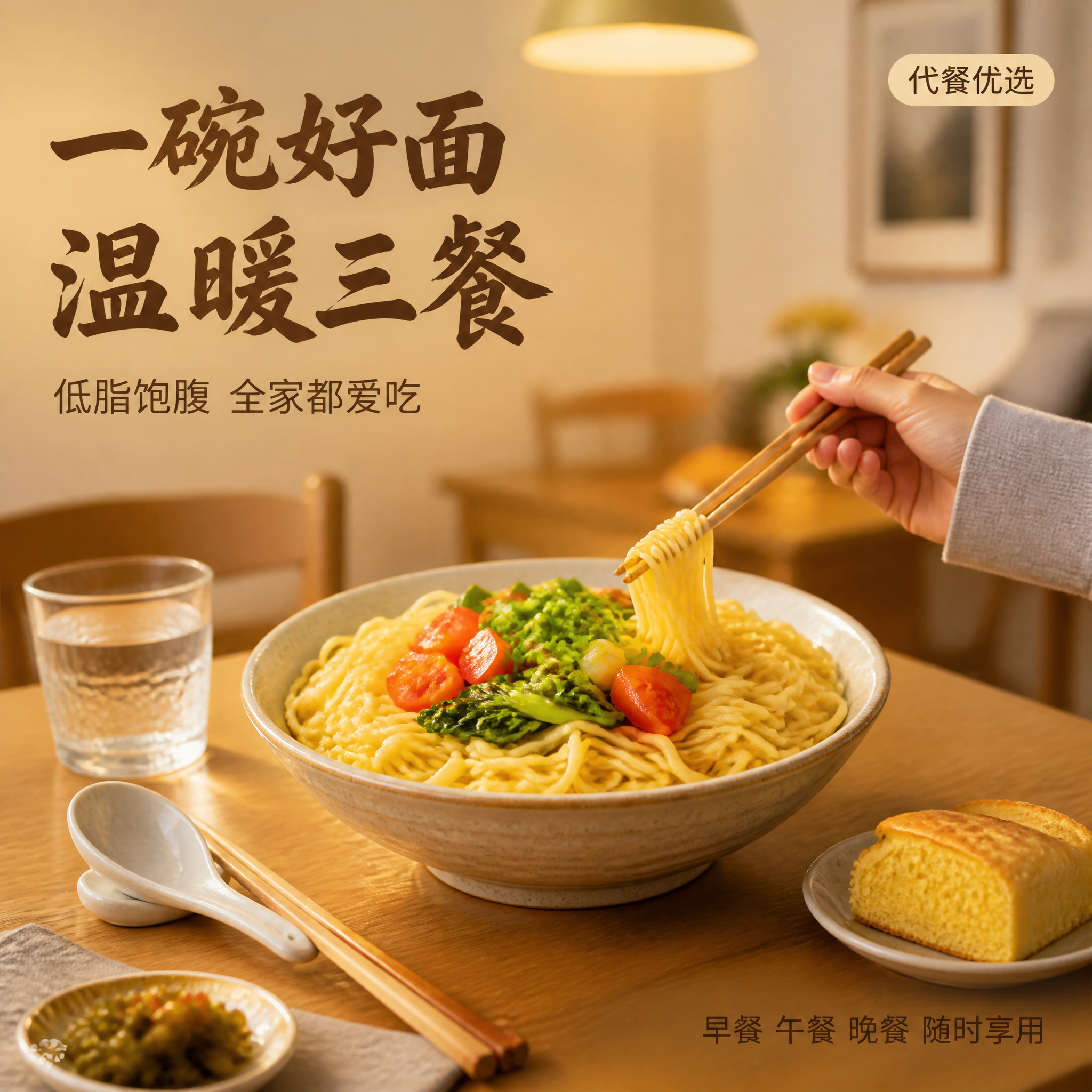 [主图-4] 玉米面条家庭食用场景图。 [氛围风格] 温馨家庭… - 图片创意预览