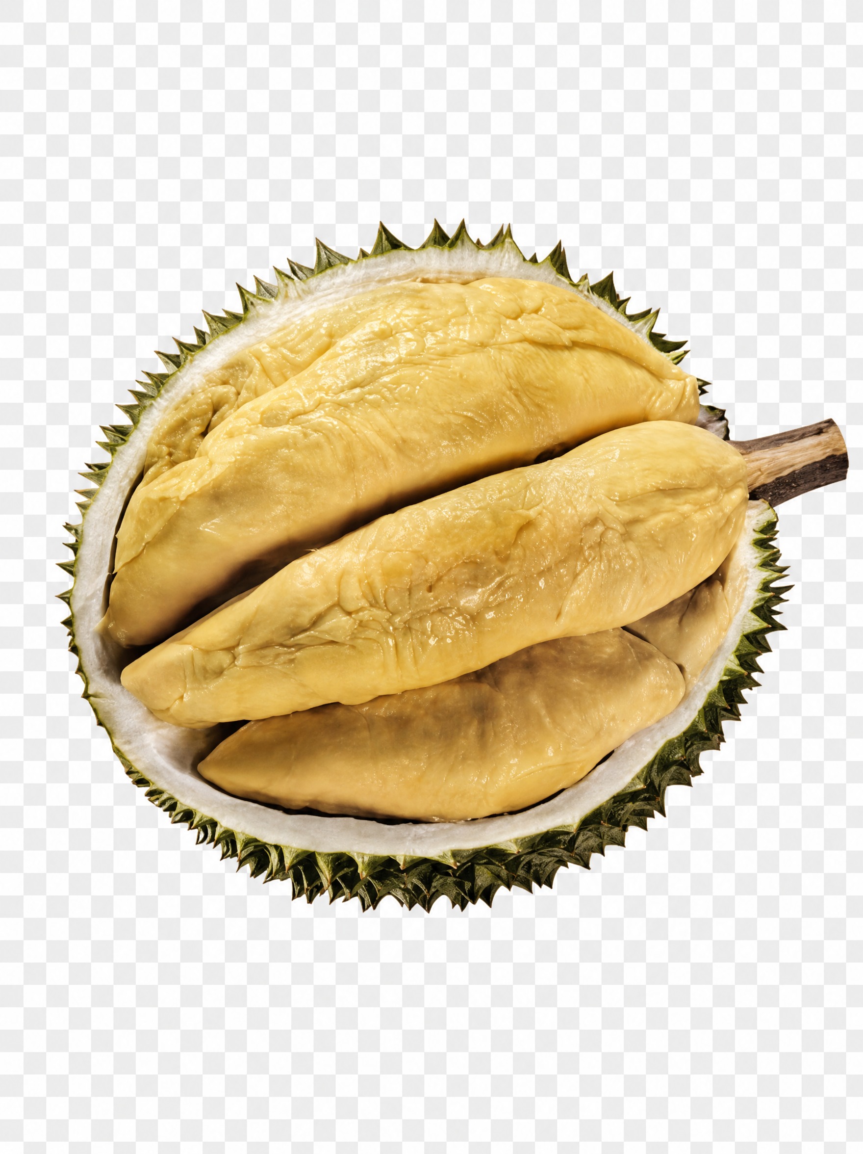 将图片中的榴莲果肉图案精准抠出，去除所有背景、包装、文字和其他… - 图片创意预览