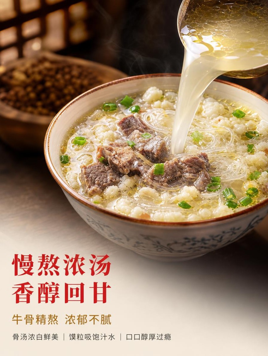 地道国风陕味美食商业摄影，温润醇厚，暖调深调氛围。 微距特写碗… - 图片创意预览