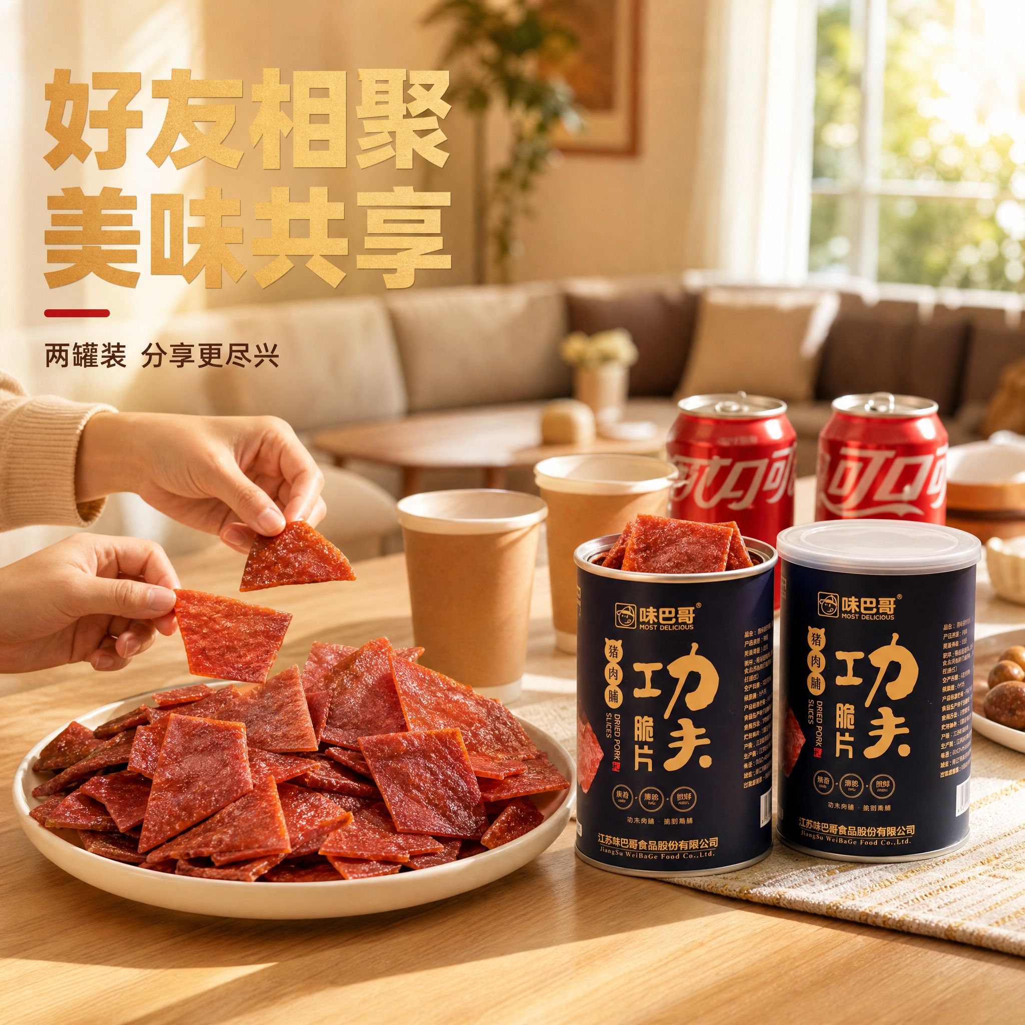 [主图-4] 味巴哥功夫脆片猪肉脯 2瓶装 分享场景生活方式。… - 图片创意预览