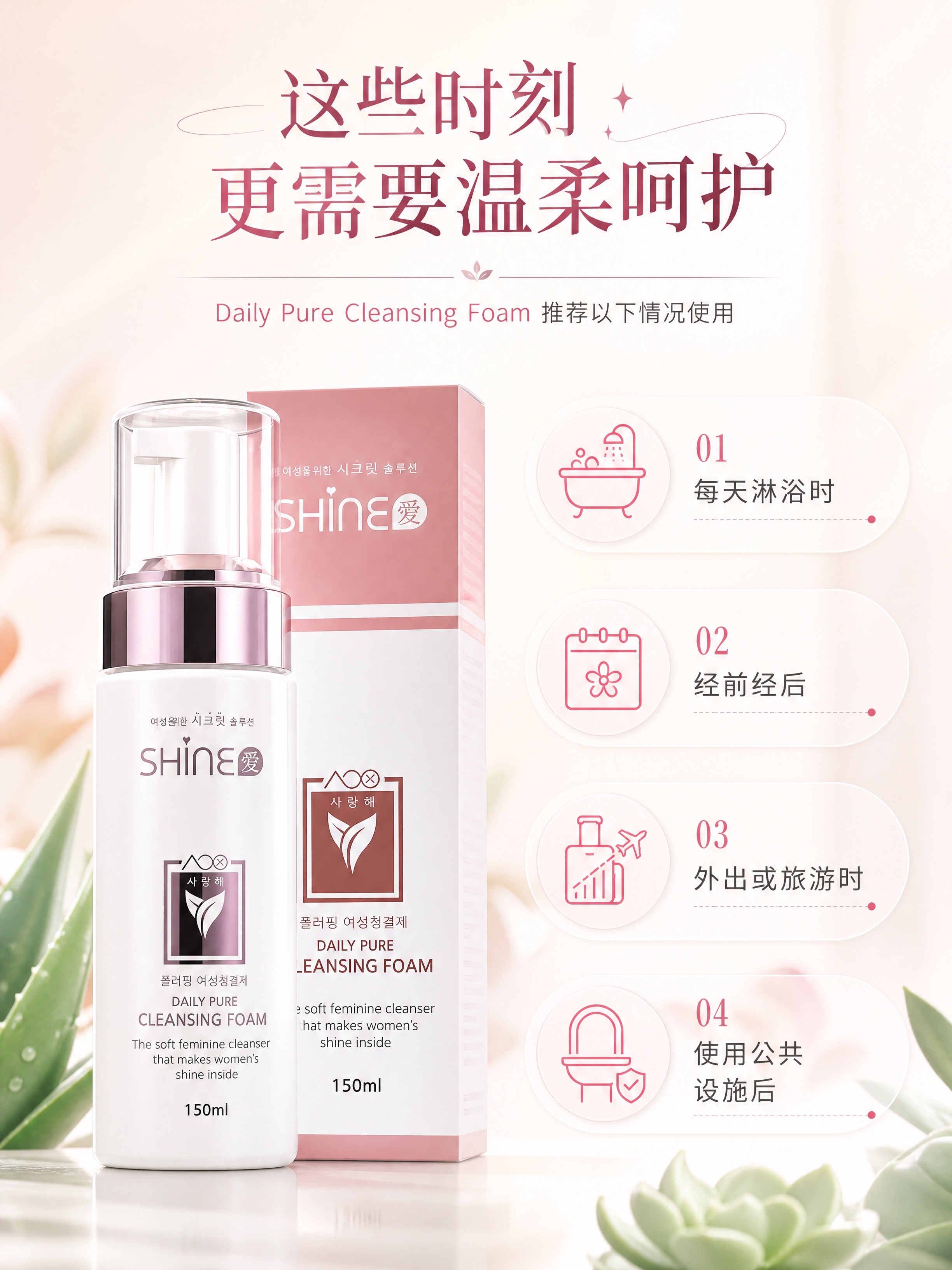 [商品] 使用【图2】SHINE爱女性护理液（泡沫型）白色瓶身… - 图片创意预览