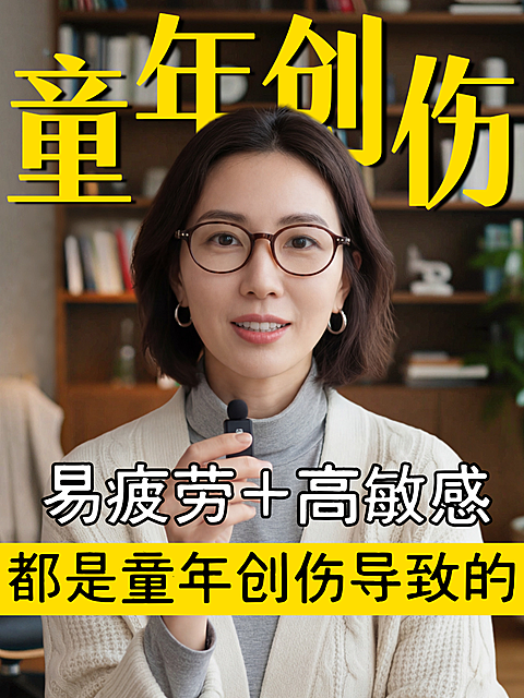 个人成长童年创伤原生家庭高敏感情感情绪心理疗愈知识付费视频封面大字风人像小红书封面