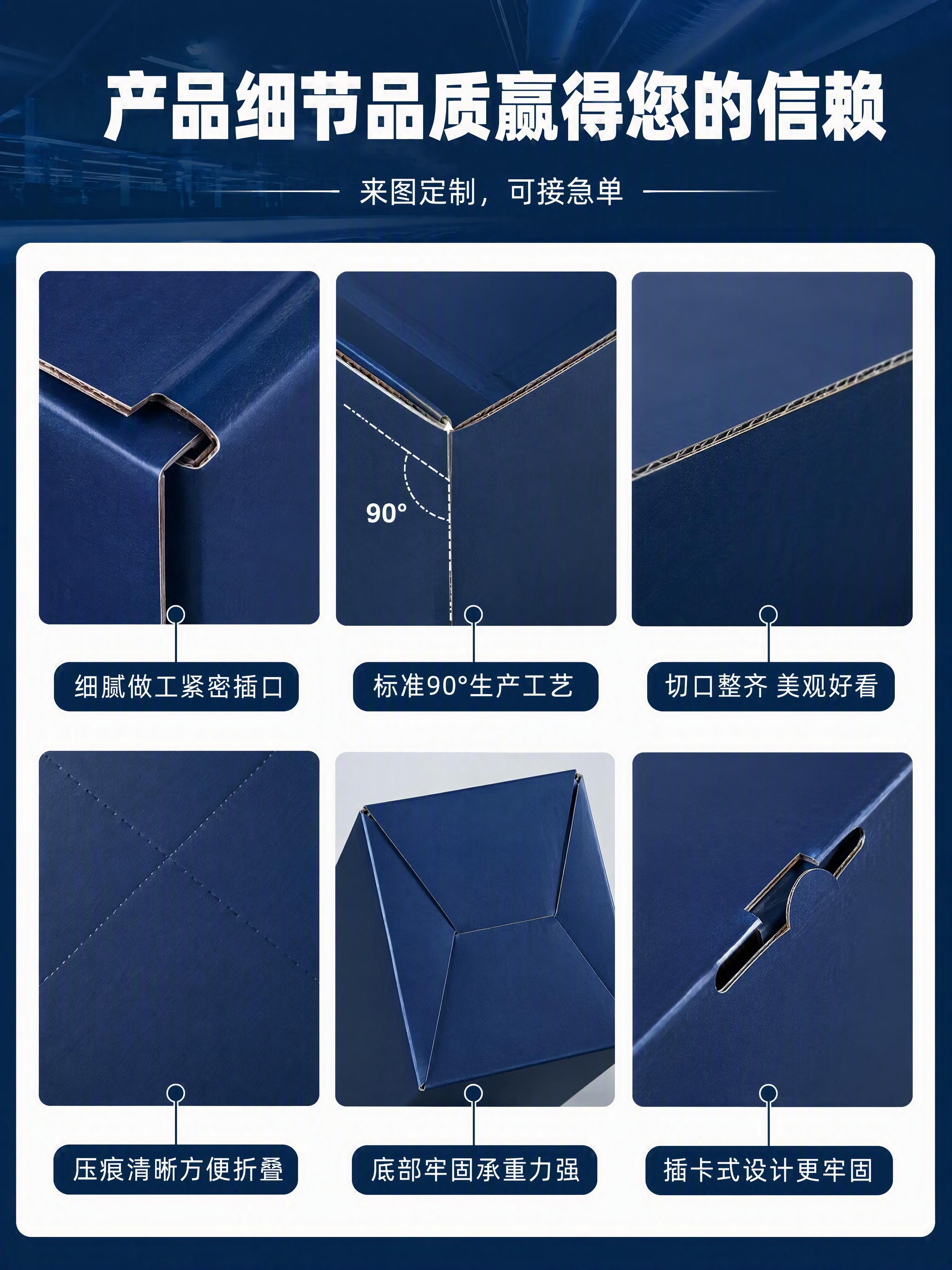 [第6张] 产品细节品质展示页。 [氛围/风格] 深蓝工业风，… - 图片创意预览