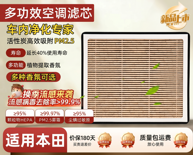 修正滤芯分隔，去掉多余的白色区块，按照参考产品图调整滤芯结构，让滤芯布满整个商品区域，保留原图所有文案和版式不变，让布局自然预览效果