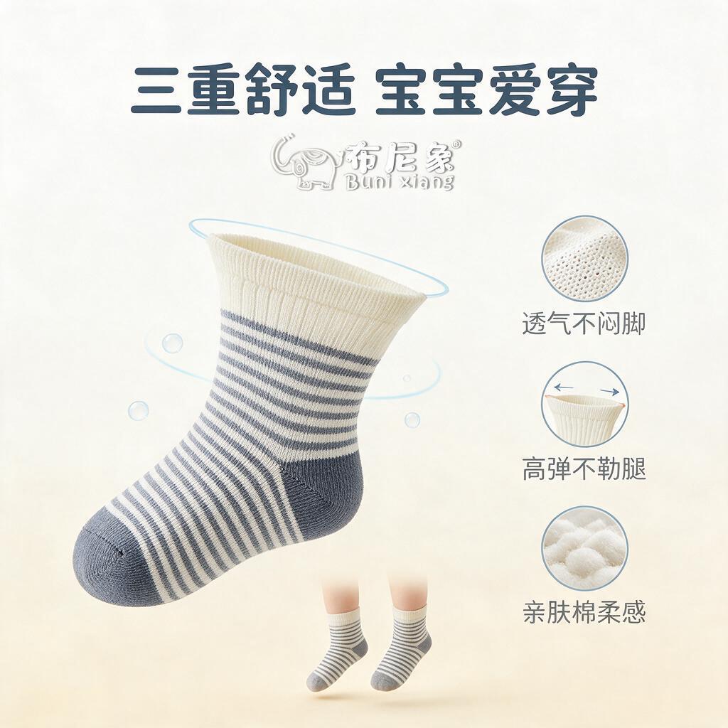 [主图-2] 核心功能卖点图，展示袜子透气弹力舒适三大核心优势… - 图片创意预览