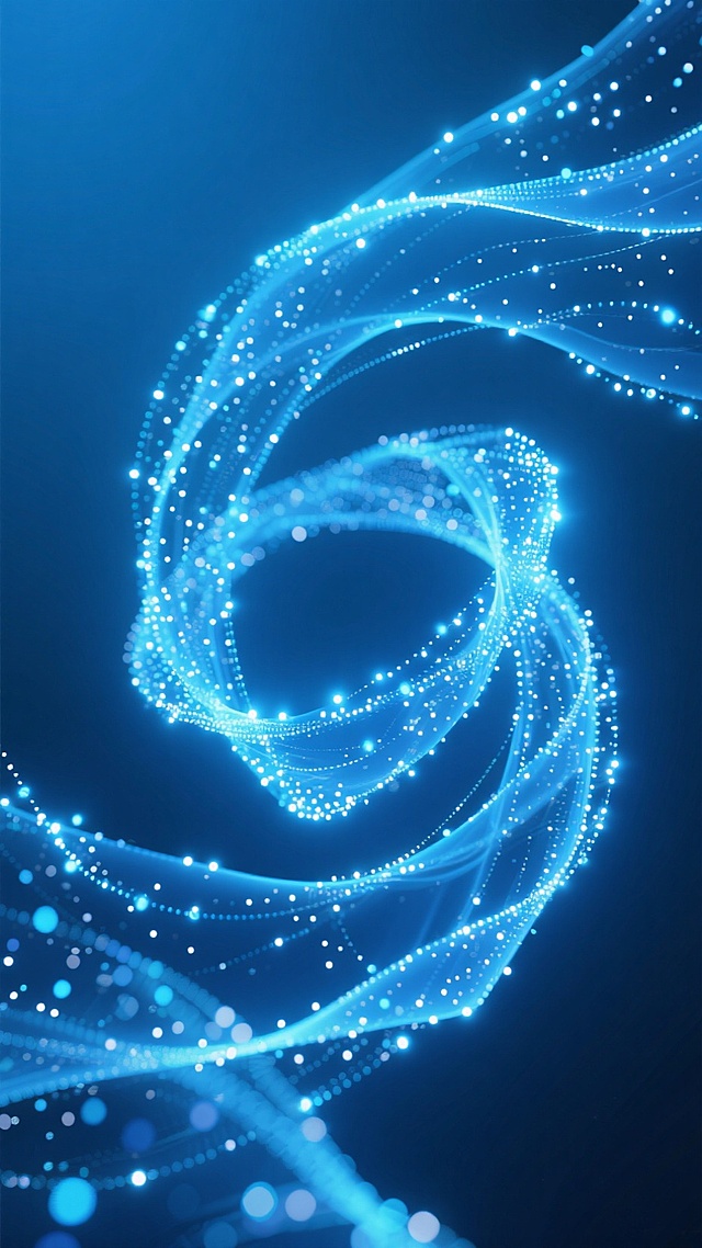 未来感科技蓝，粒子风螺旋设计，展现数字时代的无限可能。