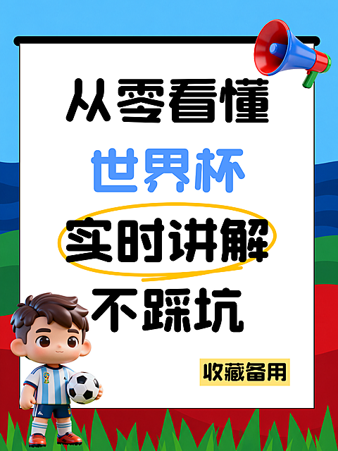 足球世界杯知识科普干货分享卡通风小红书封面