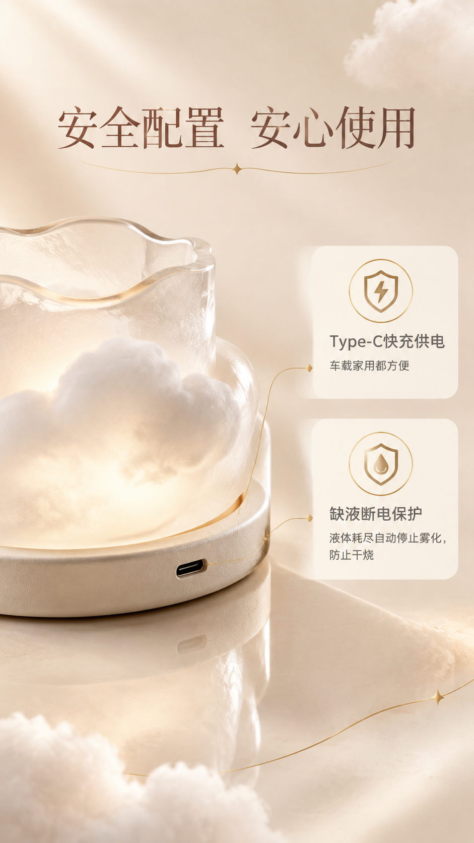 [商品] 使用【图1】冰晶云团车载香薰器；保留云朵造型、冰晶玻… - 图片创意预览