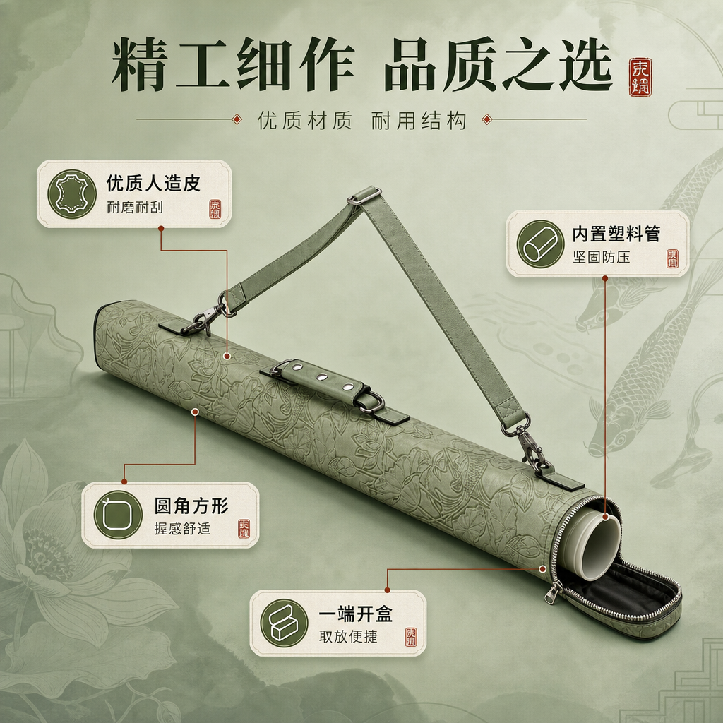 [商品] 使用【图1】豆绿色锦鲤荷花浮雕琴弓盒；商品处理：保留… - 图片创意预览