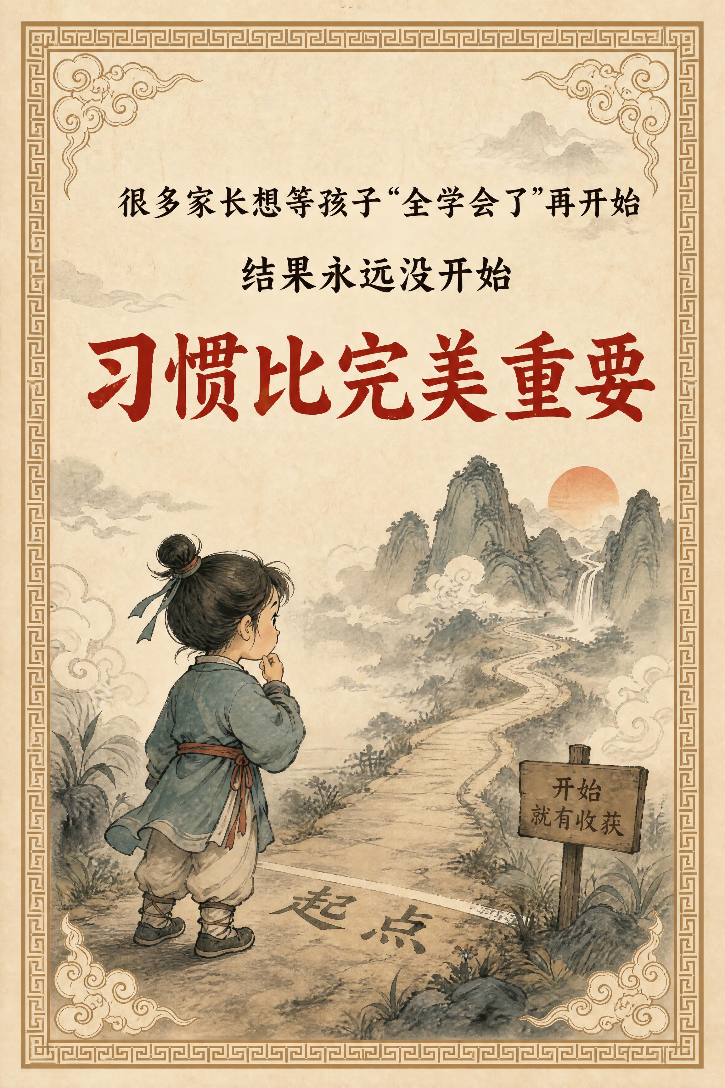 小红书笔记内页，痛点插画，国风山海经风格，米黄色宣纸纹理背景、… - 图片创意预览