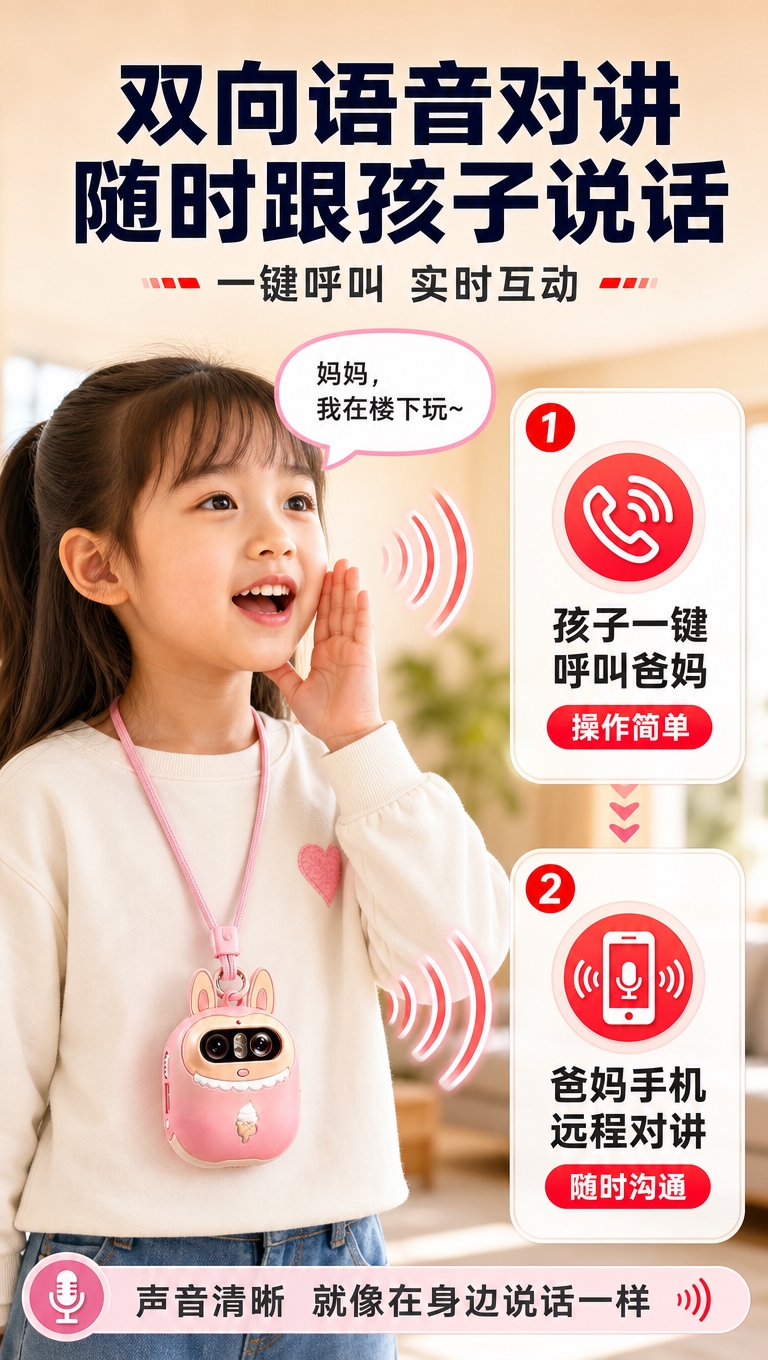 [商品] 使用【图1】粉色卡通兔子造型儿童4G对讲监护器；保留… - 图片创意预览