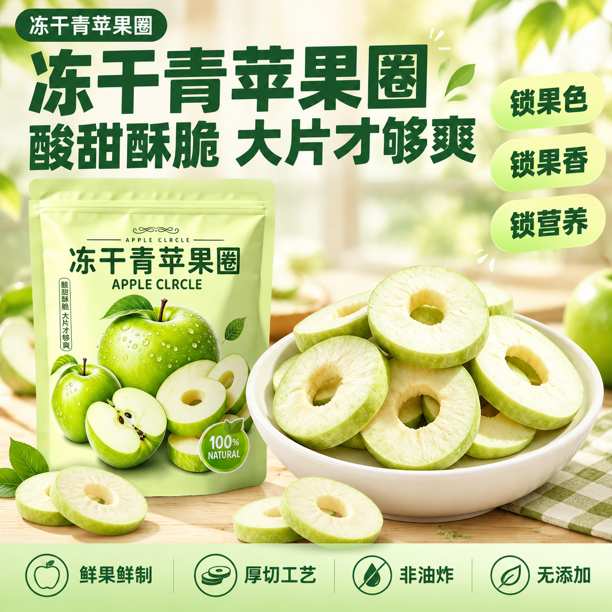 [单张主图] 冻干青苹果圈 拼多多爆款促销感主图，1:1比例，… - 图片创意预览