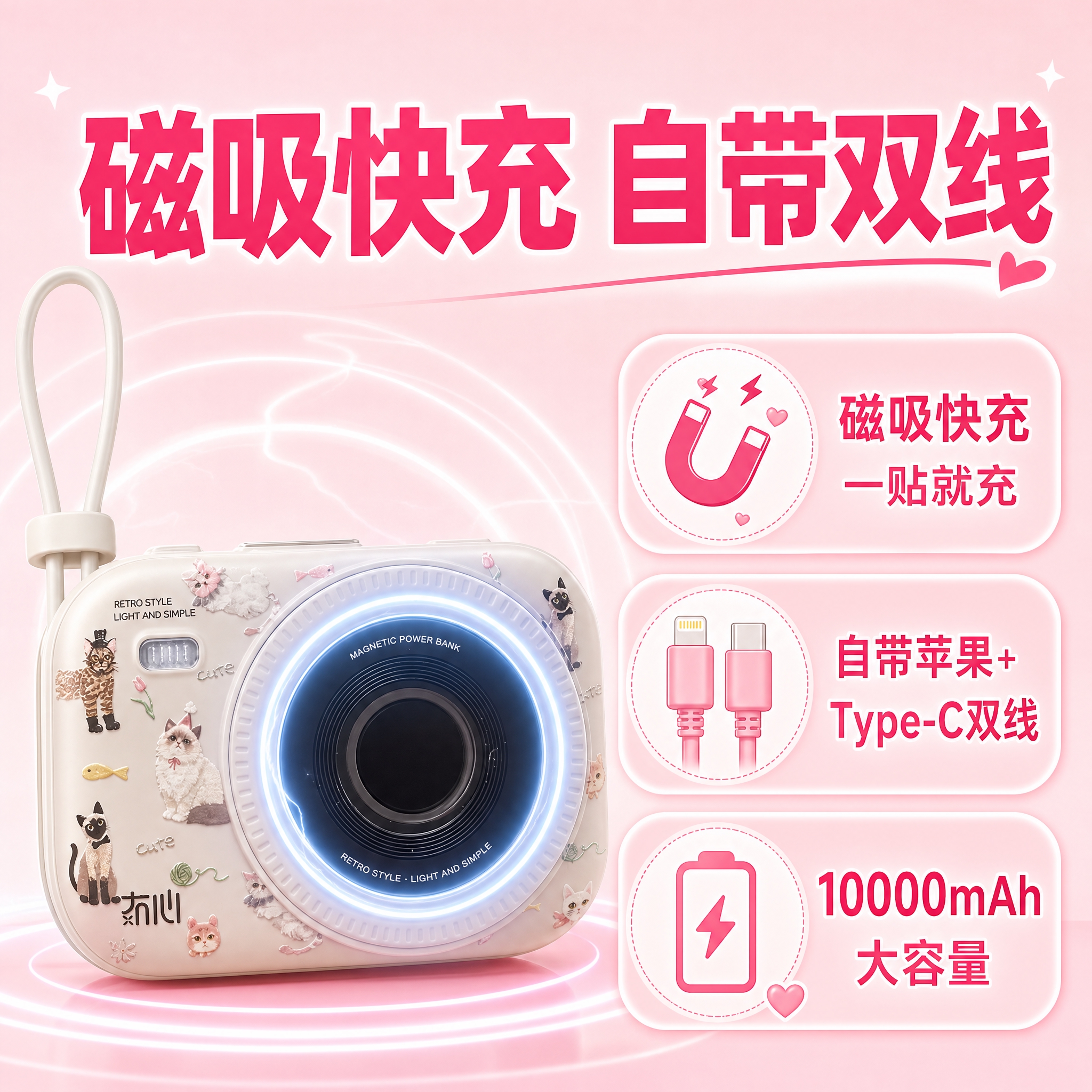 [主图-2] 核心价值卖点图，突出磁吸无线快充+自带双线的核心… - 图片创意预览