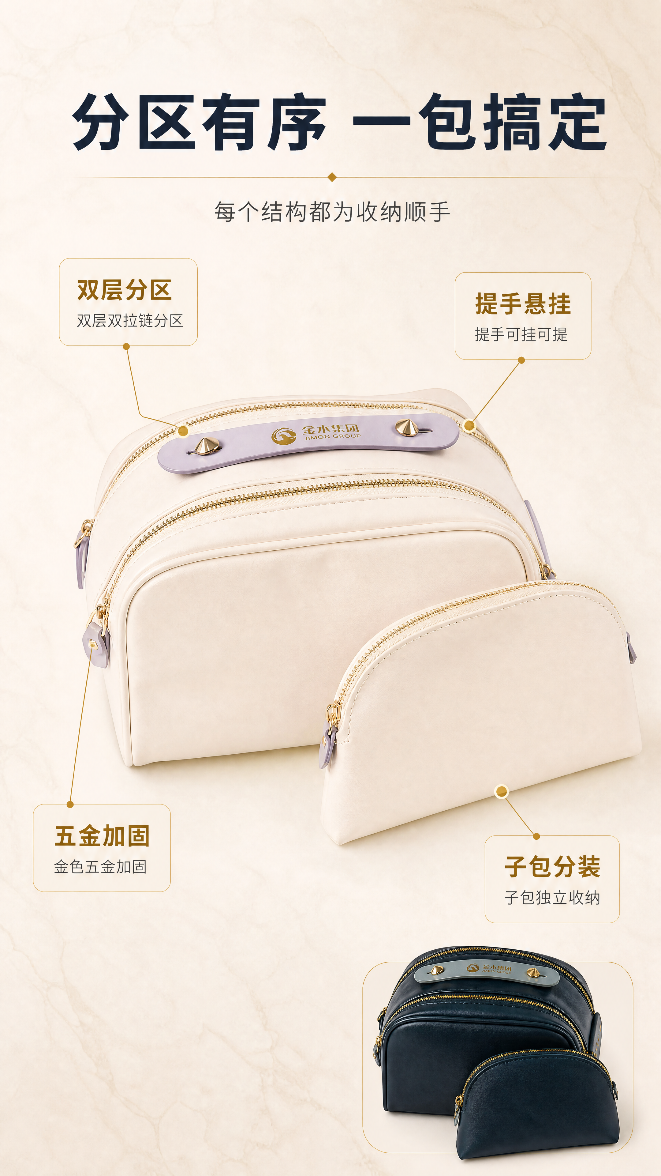 [商品] 使用【图1】米白色子母包外观图与【图4】深藏青款外观… - 图片创意预览
