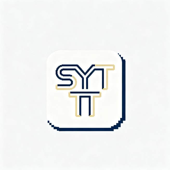 字母标Logo设计，以公司首字母SYTT为核心，极简线条整合设计。S与Y巧妙衔接形成流畅连贯线条，两个T上下对齐，整体对称结构。线条粗细均匀，无多余装饰，所有边缘做圆角处理，缩小字母间距提升优雅度，缩预览效果