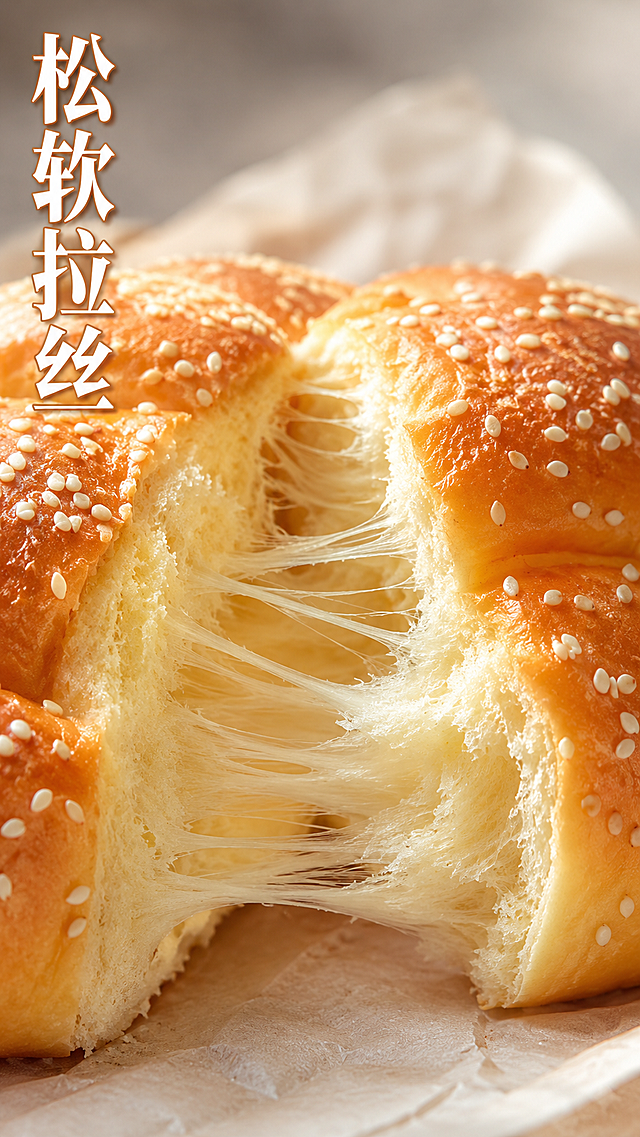 「图片1」，生成一套主图（5张），内容丰富，商品名称是蜂蜜芝麻面包，适配淘宝/天猫平台，详情页比例为9:16