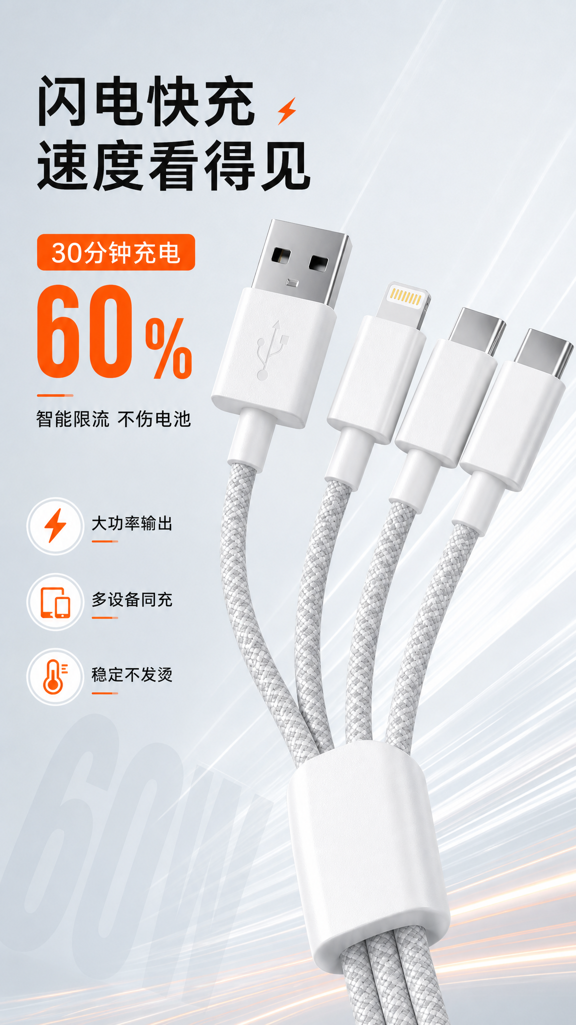 [第3屏] 核心卖点-闪电快充性能展示。 [氛围/风格] 科技… - 图片创意预览