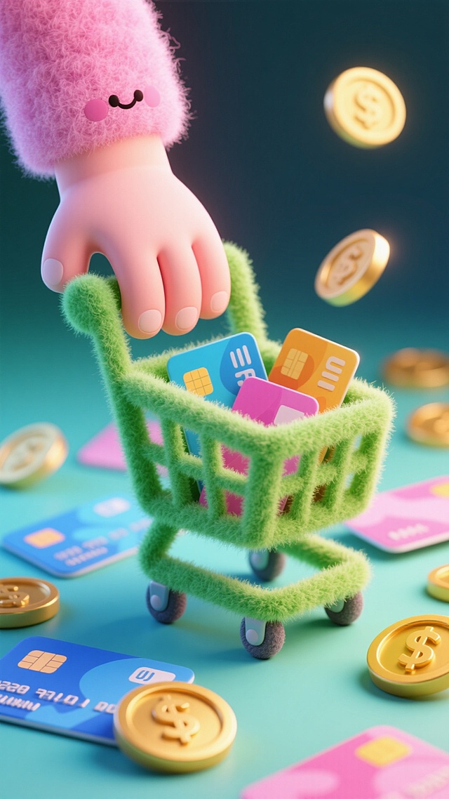 毛绒质感手推购物车