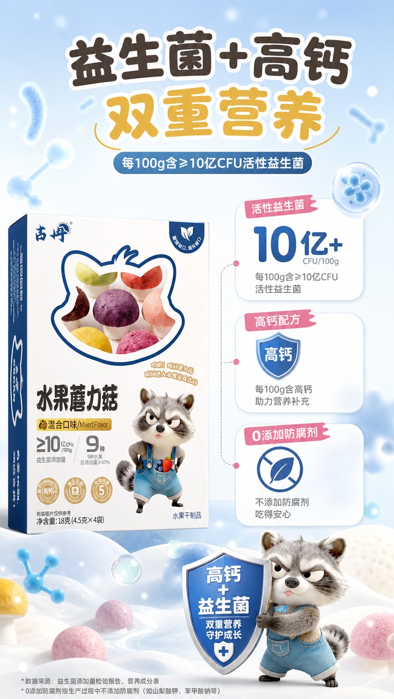 [商品] 使用【图2】古冉水果蘑力菇产品包装盒正面，保留品牌L… - 图片创意预览