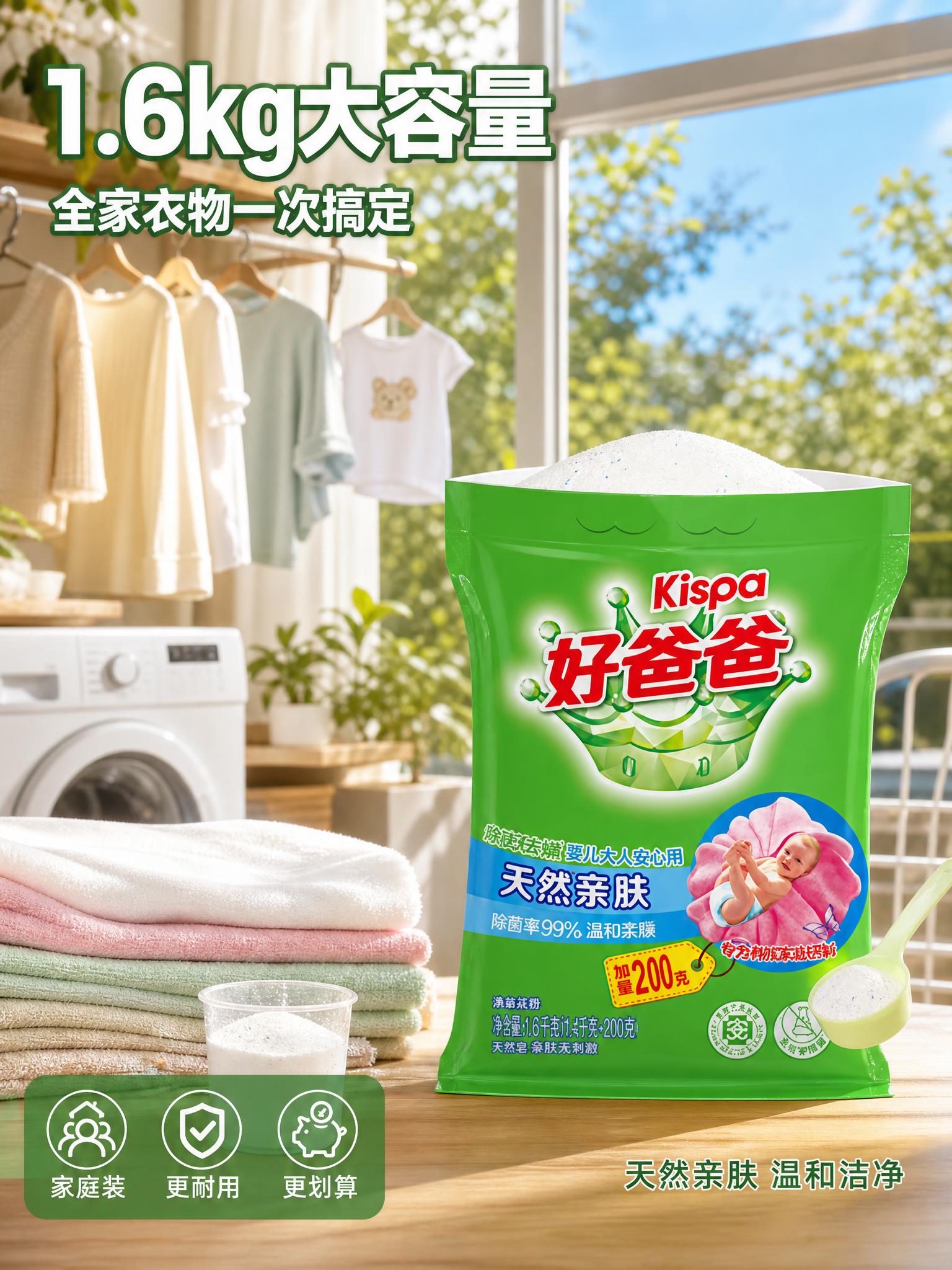 [主图-4] 好爸爸洗衣粉家庭洗衣场景图，大容量全家适用。 [… - 图片创意预览