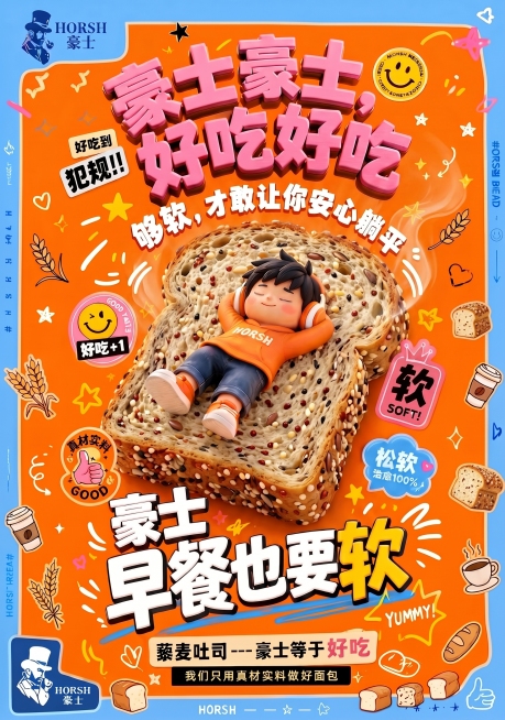 将面包改为真实的藜麦吐司，体现出藜麦吐司的松软与美味预览效果