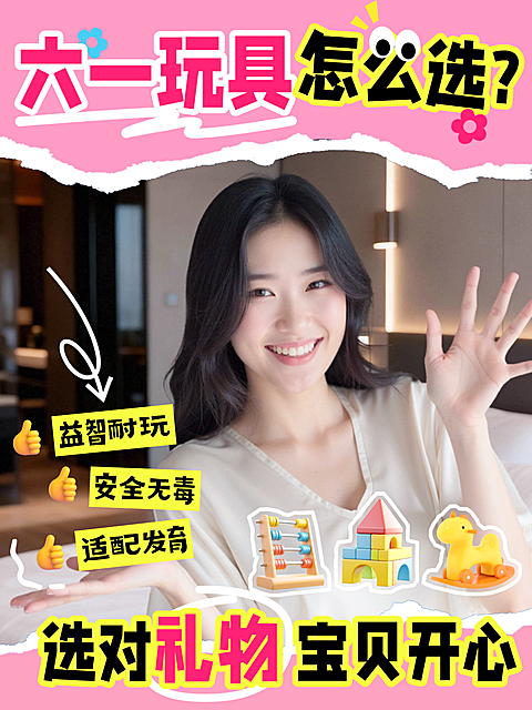 六一母婴亲子玩具选购指南人像小红书封面