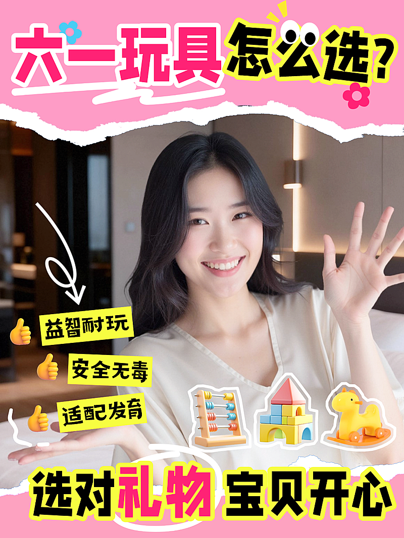 六一母婴亲子玩具选购指南人像小红书封面