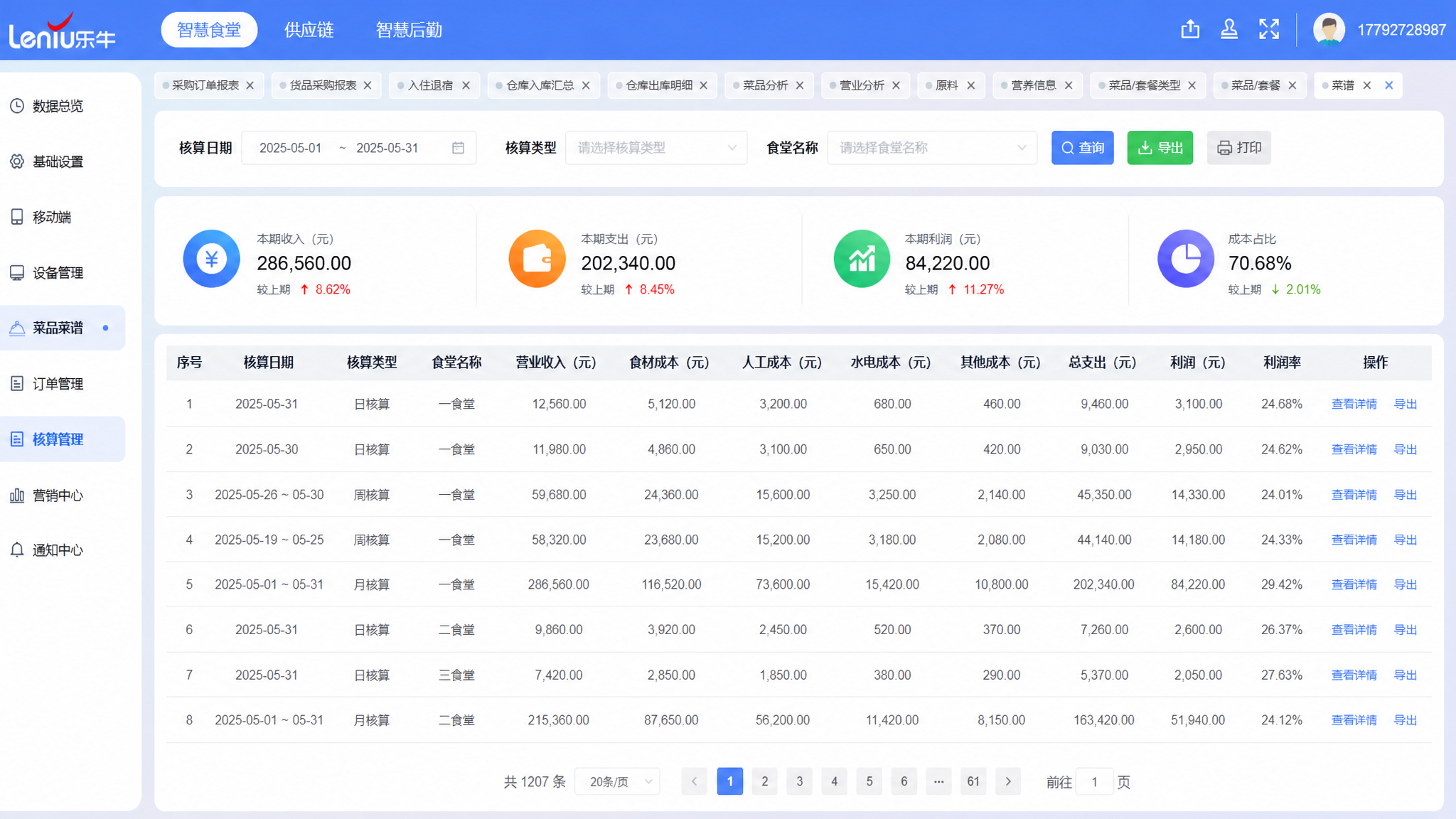 参考图中的UI管理系统界面布局风格，生成一个“核算管理”页面，… - 图片创意预览
