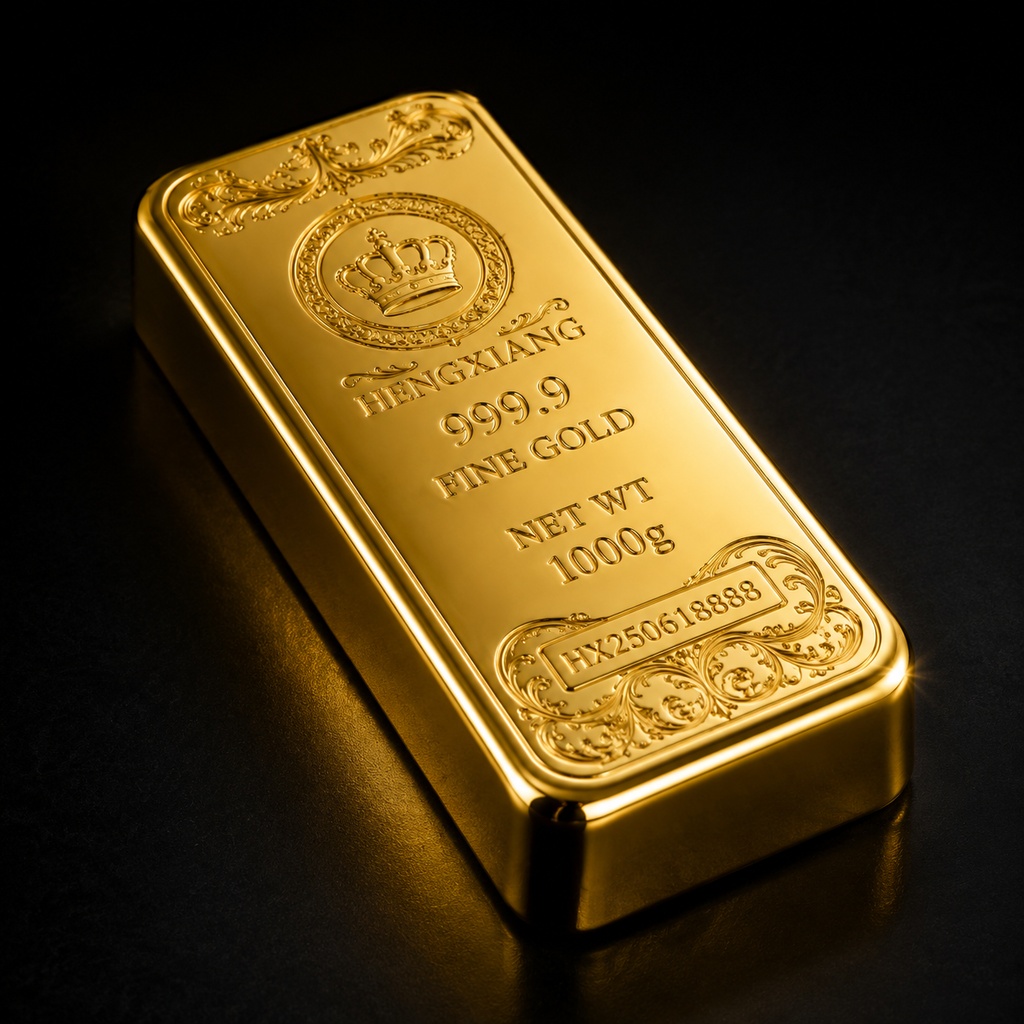 一根精致的金条，纯金材质，表面光滑闪亮，刻有精致的纹路和编号，… - 图片创意预览