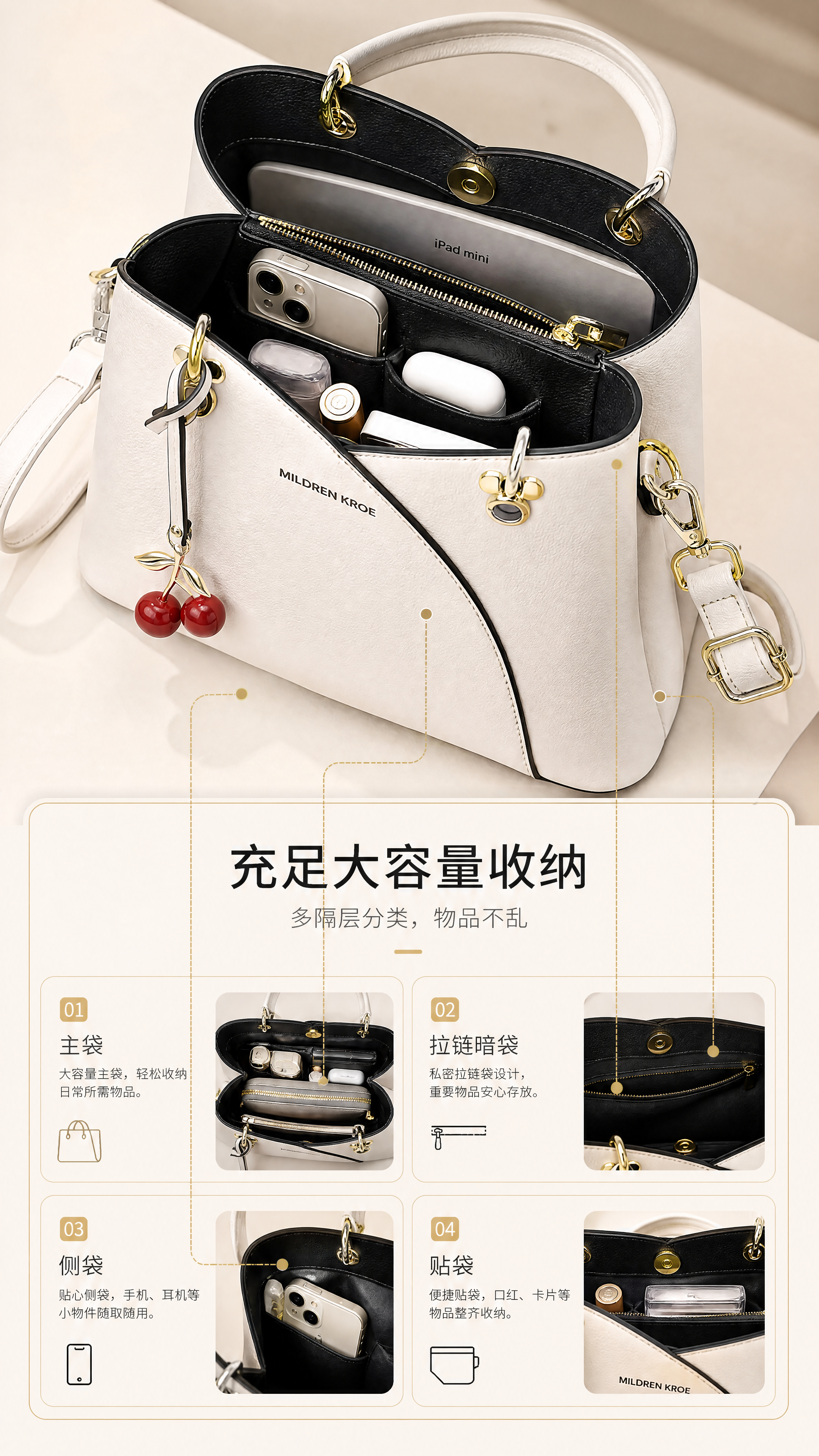 [商品] 使用【图1】米白色MILDREN KROE MK真皮… - 图片创意预览