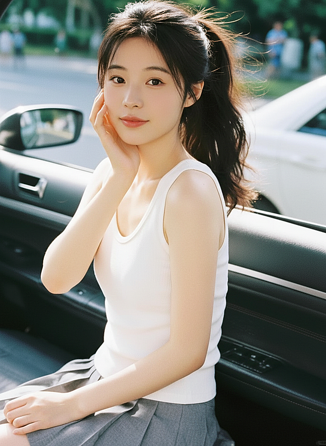 女生的手势变为手掌放在脸颊边