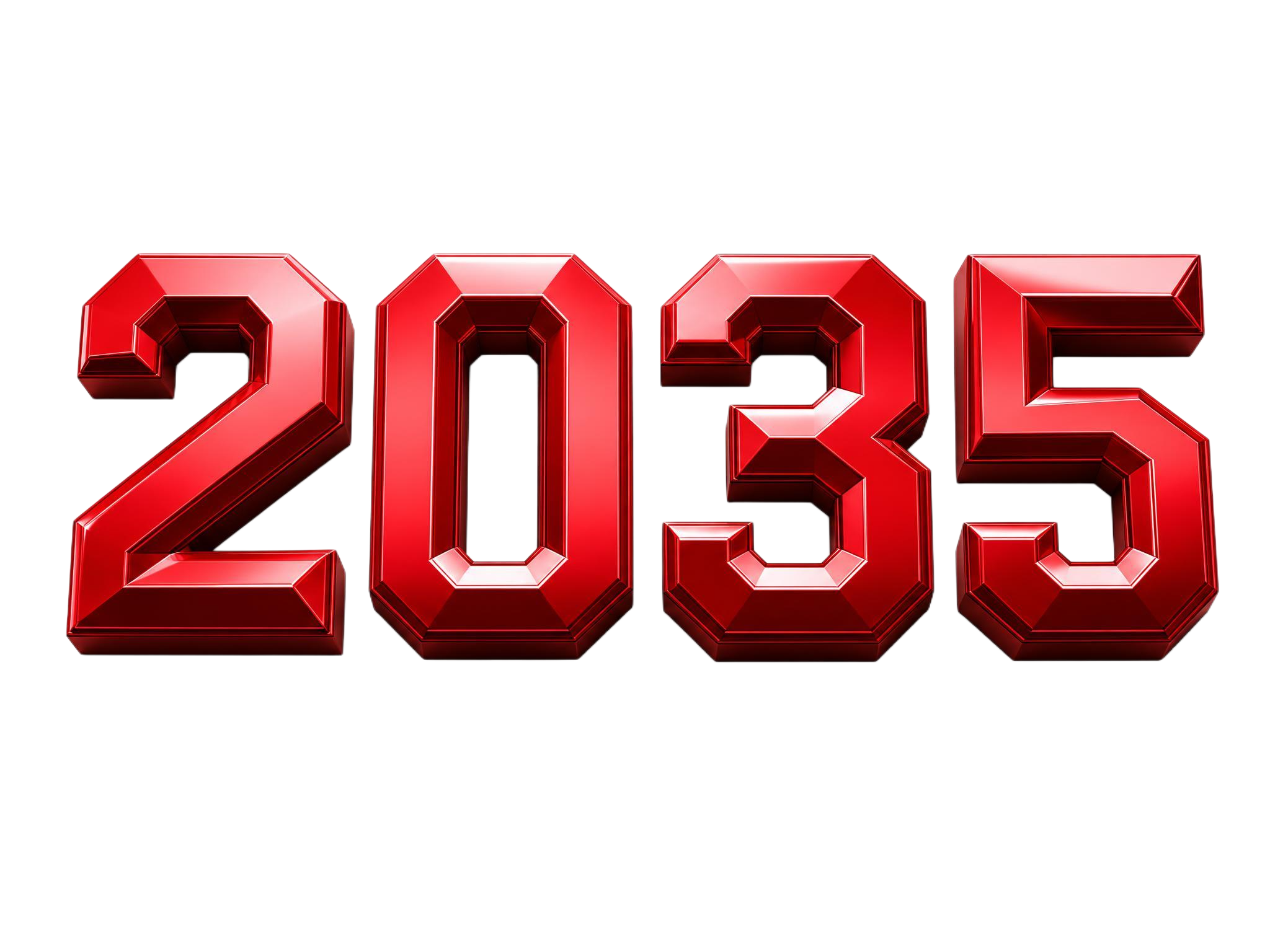 干净的纯白色背景。3D艺术字体设计，4个数字主体文字"2035… - 图片创意预览